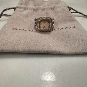 David Yurman Silver and Gold Ring with Pink Stone